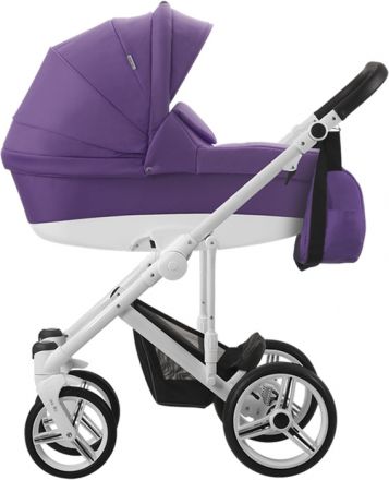 Детская коляска 2 в 1 Bebetto Magnum (351) сиреневый, белая рама, ткань UV50+, надувные колеса